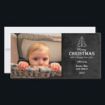 Merry Christmas Chalkboard with tree photo card<br><div class="desc">Just replace our image with yours,  then change the wording.</div>