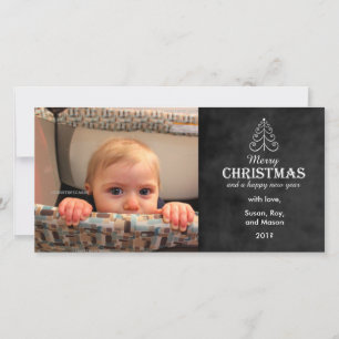 Merry Christmas Chalkboard with tree photo card