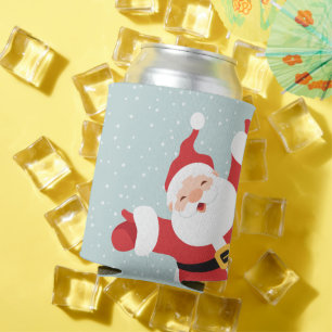 Merry Christmas Cheerful Santa Can Cooler