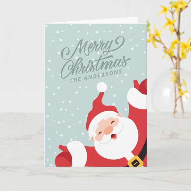 Merry Christmas Cheerful Santa | Greeting Card (Yellow Flower)