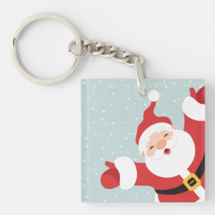 Merry Christmas Cheerful Santa   Keychain