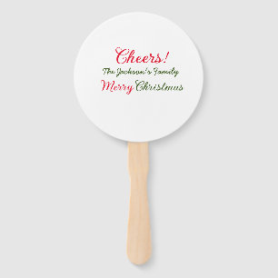 merry christmas cheers add family name text photo  hand fan
