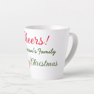 merry christmas cheers add family name text photo latte mug