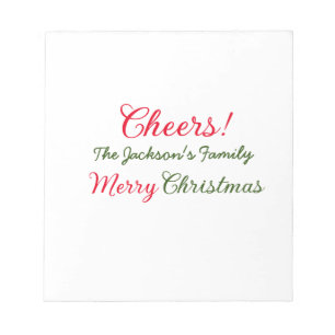 merry christmas cheers add family name text photo notepad