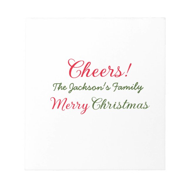 merry christmas cheers add family name text photo  notepad (Front)