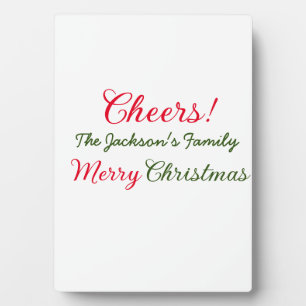 merry christmas cheers add family name text photo plaque