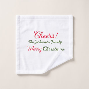 merry christmas cheers add family name text photo wash cloth