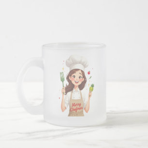 Merry Christmas Chef Girl Frosted Mug