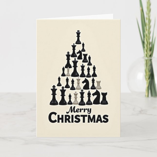 Merry Christmas Chess Tree Card (Front)
