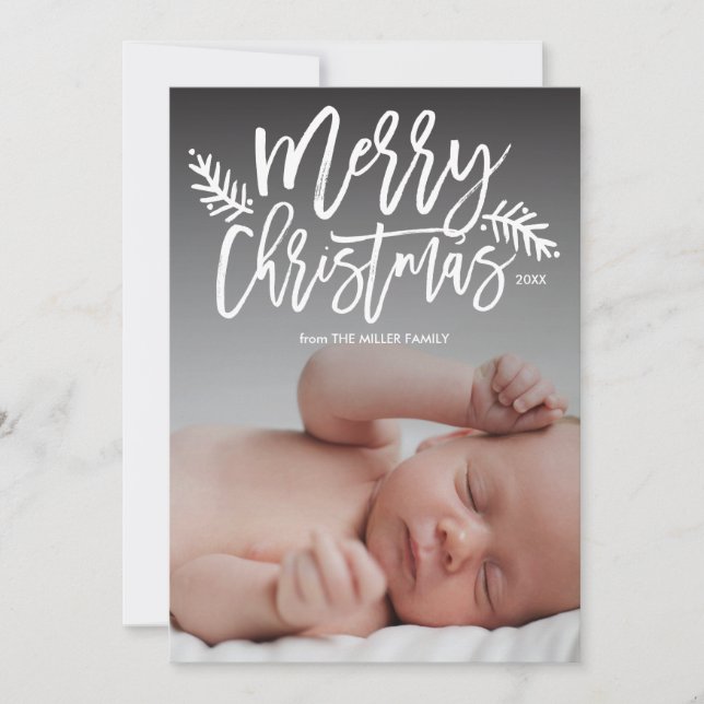 Merry Christmas Chic Hand Lettered Holiday Photo (Front)