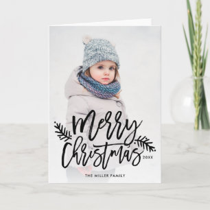 Merry Christmas Chic Hand Lettered Holiday Photo