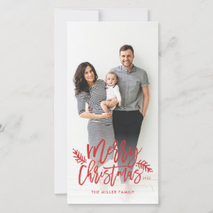 Merry Christmas Chic Hand Lettered Holiday Photo