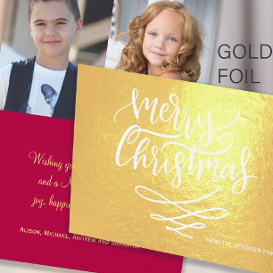 Merry Christmas chic modern calligraphy script Foil Card