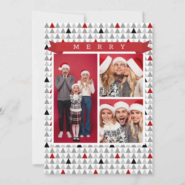 Merry Christmas Chic Modern Tree Pattern 3 Photo (Front)