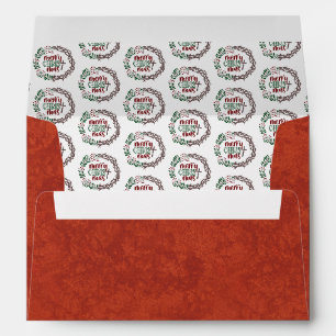 Merry CHRISTmas Chic Red Religious Wreath Envelope