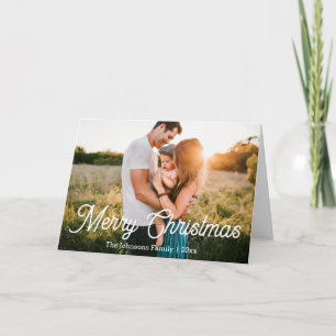merry christmas chic script family photo stylish holiday card