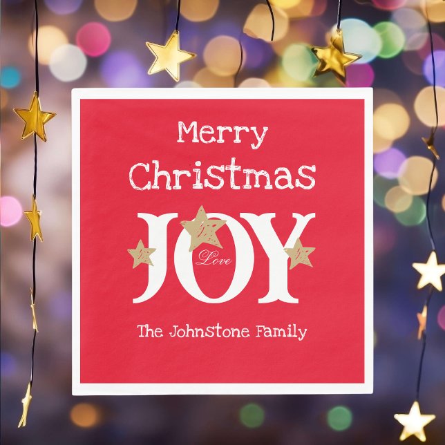 Merry Christmas Chic Script Red Christmas Paper    Napkin (Brighten up your festive holiday gathering with these bold Christmas red paper napkins.)