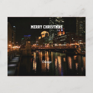 Merry Christmas - Chicago Skyline Holiday Postcard