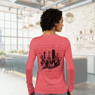 Merry Christmas Chicago Skyline Holiday T-shirt Tri-Blend Shirt