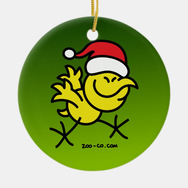 Merry Christmas Chicken Ceramic Tree Decoration (Front)