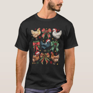 Merry Christmas Chicken Coquette Bow Funny Xmas Fa T-Shirt