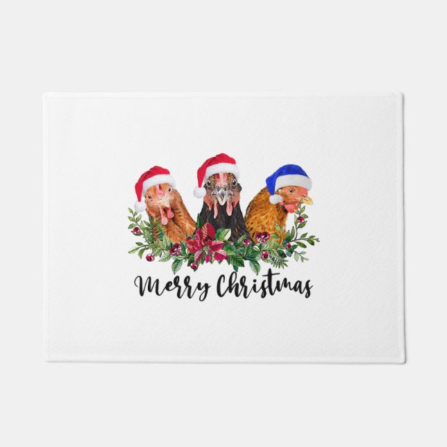 Merry Christmas Chicken Doormat (Front)