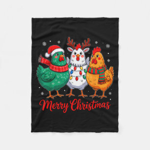 Merry Christmas Chicken Farmer Animal Santa Hat Xm Fleece Blanket