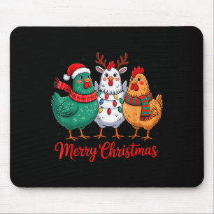 Merry Christmas Chicken Farmer Animal Santa Hat Xm Mouse Pad