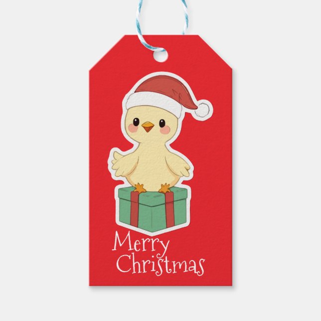 Merry Christmas Chicken Gift Tags (Front)