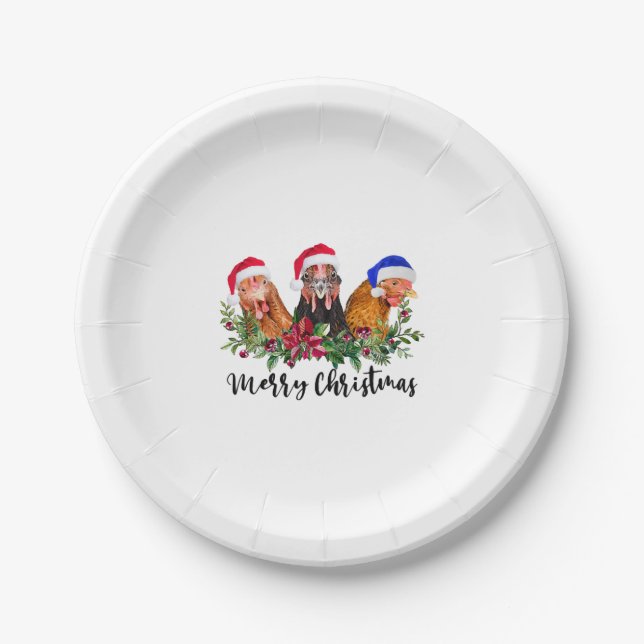 Merry Christmas Chicken Paper Plate (Front)