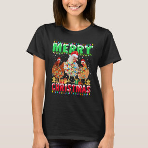 Merry Christmas Chicken  Santa Hat Lights  Xmas 1 T-Shirt