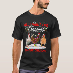 Merry Christmas Chicken Santa Hat Lights Xmas T-Shirt