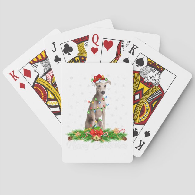 Merry Christmas Chicken Shirt Santa Hat Lights Xma Playing Cards (Back)