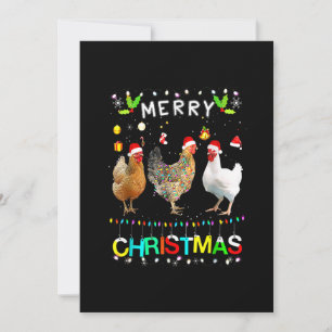 Merry Christmas Chicken Shirt Santa Hat Lights Xma Save The Date