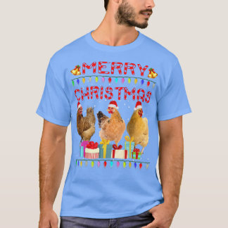 Merry Christmas ChickenSanta Hat Lights Xmas Funny T-Shirt