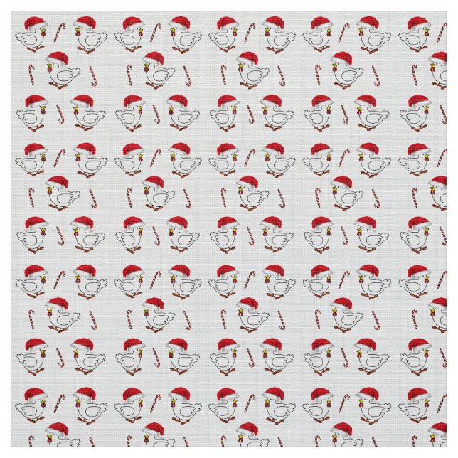 Merry Christmas Chick's with Santa Hats  Fabric (Swatch)