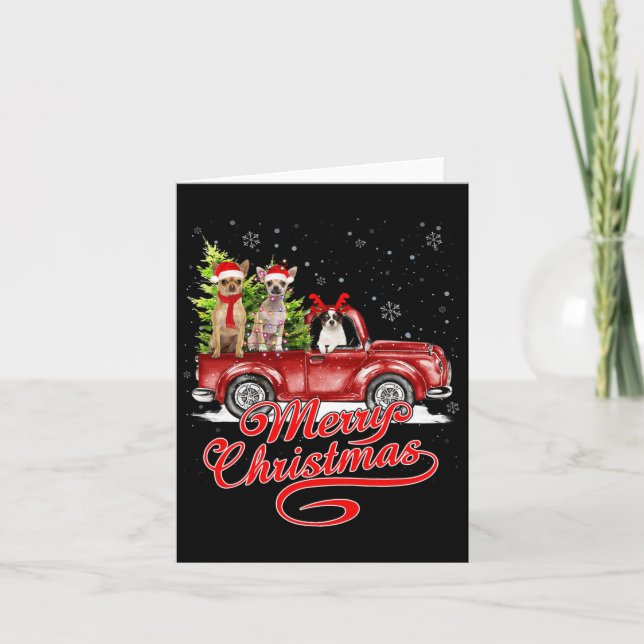Merry Christmas Chihuahua Dog Lover Santa Reindeer Card (Front)