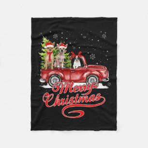 Merry Christmas Chihuahua Dog Lover Santa Reindeer Fleece Blanket