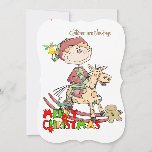 Merry Christmas Children Bless  Flat Greeting Card (Front)