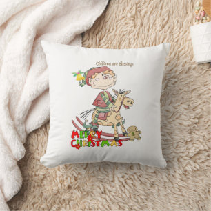 Merry Christmas Children Blessings Throw Pillow