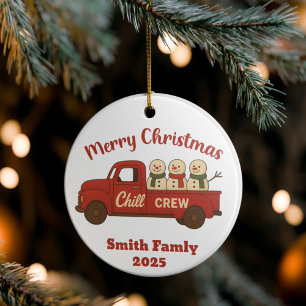 Merry Christmas Chill Crew Christmas Ceramic Tree Decoration