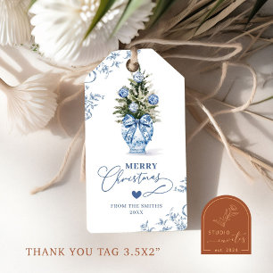 Merry Christmas Chinoiserie Ginger Jar Holiday Tag