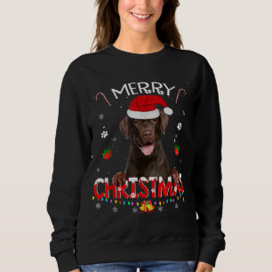 Merry Christmas Chocolate Lab Dog Santa Hat Xmas P Sweatshirt