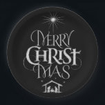 Merry Christmas Christian Calligraphy Chalkboard Paper Plate<br><div class="desc">We say 'Merry Christmas' but often we forget the origin of the words. This original hand lettering uses its unique design to tell the story simply and elegantly. Show your CHRISTmas spirit and share the spirit of your faith with others. This plate also comes with a 'real' chalkboard background and...</div>
