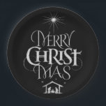 Merry Christmas Christian Calligraphy Chalkboard Paper Plate<br><div class="desc">We say 'Merry Christmas' but often we forget the origin of the words. This original hand lettering uses its unique design to tell the story simply and elegantly. Show your CHRISTmas spirit and share the spirit of your faith with others. This plate also comes with a 'real' chalkboard background and...</div>