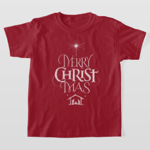 Merry Christmas Christian Calligraphy Chalkboard T-Shirt