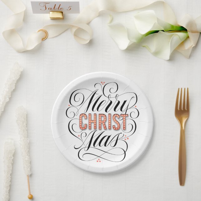 Merry CHRISTmas Christian Calligraphy Jesus God Paper Plate (Wedding)