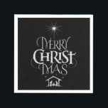 Merry CHRISTmas Christian Chalkboard Calligraphy Napkin<br><div class="desc">Merry CHRISTmas Religious Chalkboard Calligraphy We say 'Merry Christmas' all the time, but often forget the origin of the words. This art features original hand lettering that in its unique design tells the story of Christmas, simply and elegantly in the fashionable chalkboard look. Show your CHRISTmas spirit to family and...</div>