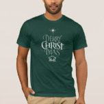 Merry CHRISTmas Christian Chalkboard Calligraphy T-Shirt<br><div class="desc">We say 'Merry Christmas' but often we forget the origin of the words. This original hand lettering uses its unique design to tell the story simply and elegantly. Show your CHRISTmas spirit.</div>