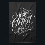 Merry CHRISTmas Christian Chalkboard Calligraphy Tea Towel<br><div class="desc">We say 'Merry Christmas' very often during the season, but sometimes we tend to forget where this greeting actually originates from. Here is a wonderfully elegant piece of custom hand lettering to give a gentle nudge back into the direction of Jesus. Art by professional calligrapher Ivan Angelic. This piece of...</div>